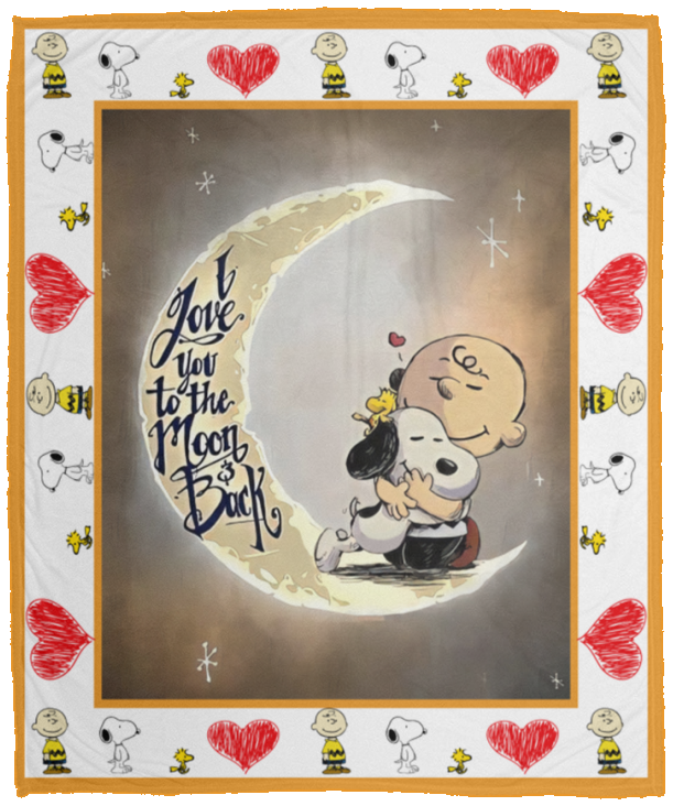 Snoopy - I Love You to the Moon and Back Blanket, Snoopy Fleece, Sherpa Blanket - VPM Cozy Plush Fleece Blanket - 50x60