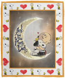 Snoopy - I Love You to the Moon and Back Blanket, Snoopy Fleece, Sherpa Blanket - VPM Cozy Plush Fleece Blanket - 50x60