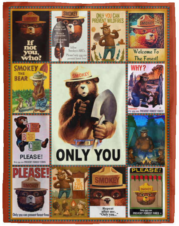 Smokey Bear Fleece Sherpa Blanket Quilt Supper Soft Lightweight Blanket for Bedroom Living Room Sofa - VPL Cozy Plush Fleece Blanket - 60x80