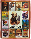 Smokey Bear Fleece Sherpa Blanket Quilt Supper Soft Lightweight Blanket for Bedroom Living Room Sofa - VPL Cozy Plush Fleece Blanket - 60x80
