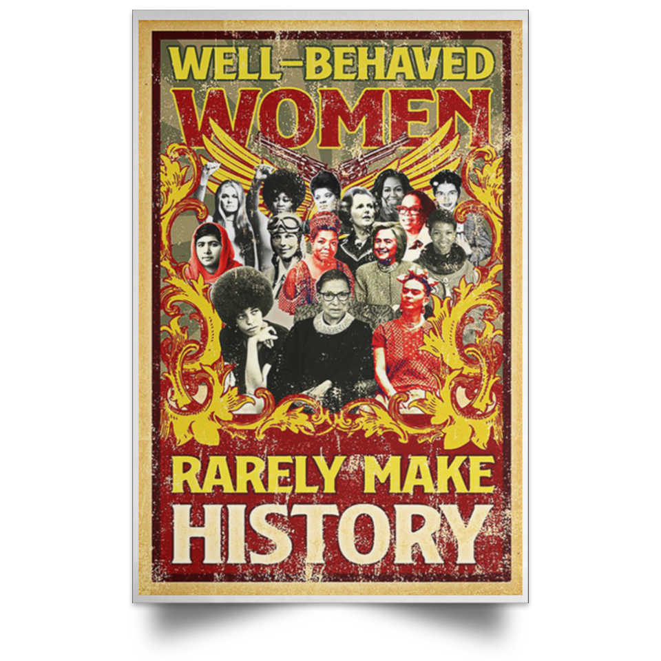 346831247 Vintage-Well Behaved Women Rarely Make History Notorious RBG Feminist Equality Poster Home Art Wall Art Posters Prints Livingroom Kitchen-Room No Frame
