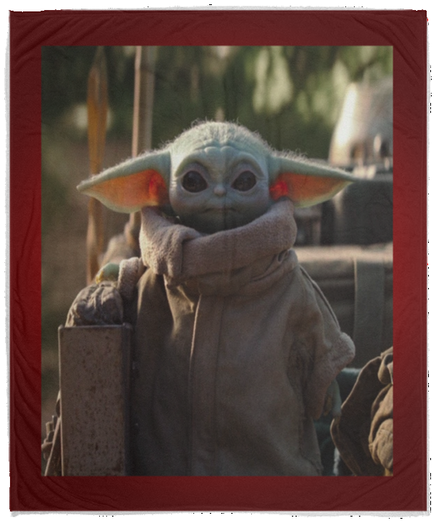 Baby Yoda Blanket, Star Wars Blanket - Cozy Plush Fleece, Sherpa Blanket (White) - Size: Cozy Plush Fleece - 50"x60"