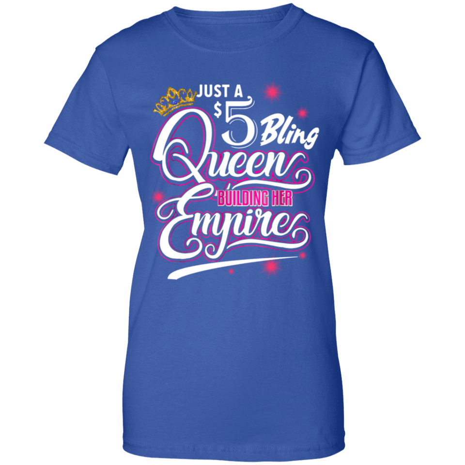 Mens Womens 5 Bling Queen Building Paparazzi Cool Black T-shirt