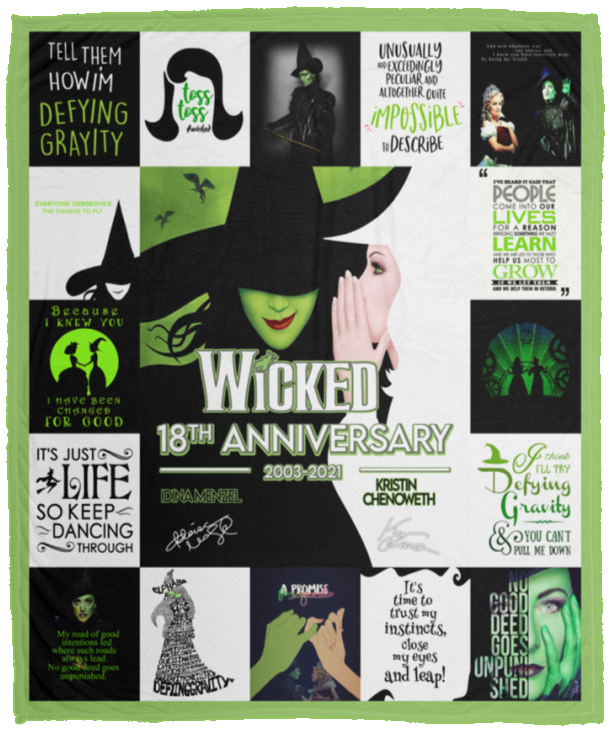 Broadway Wicked The Musical 18th Anniversary Fleece, Sherpa Blanket VPM Cozy Plush Fleece Blanket - 50x60