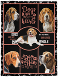Beagle Dog Lying Down In Black Background Fleece Blanket VPS Cozy Plush Fleece Blanket - 30x40