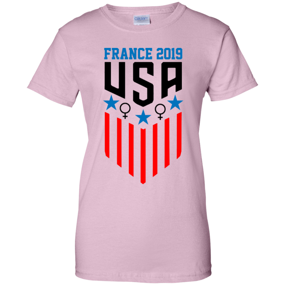 USA Girls Soccer Jersey Womens World 2019 Cup T-Shirt (G200 GLC Women's T-Shirt) G200L Gildan Ladies' 100% Cotton T-Shirt