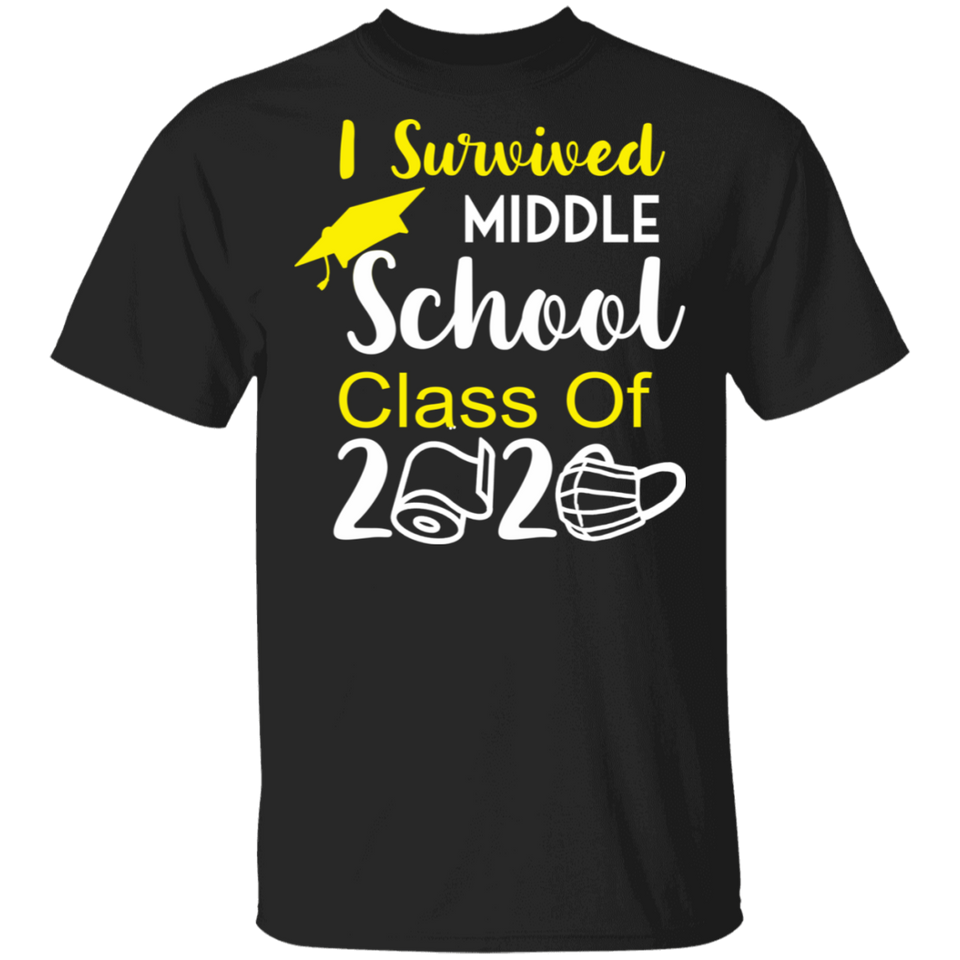 Middle School Grade Class of 2020 Quarantined Graduation T-Shirt Social Distancing Tee