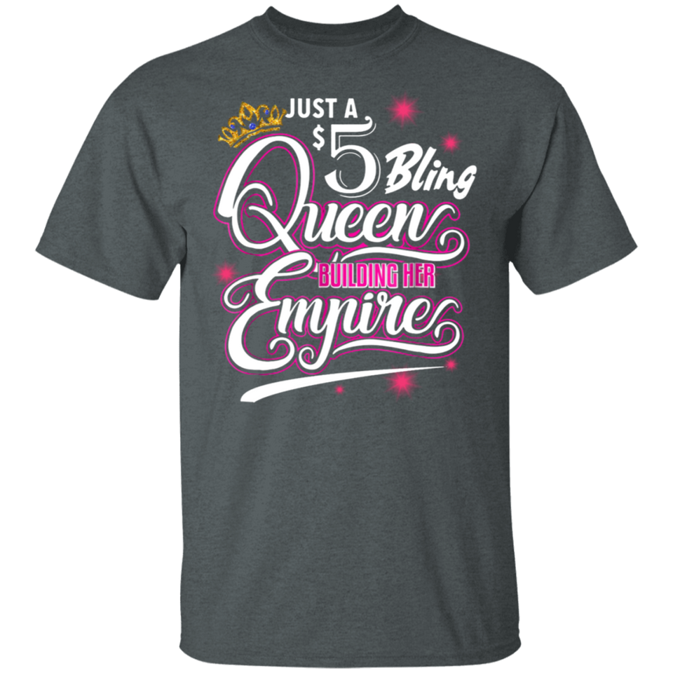 Mens Womens 5 Bling Queen Building Paparazzi Cool Black T-shirt