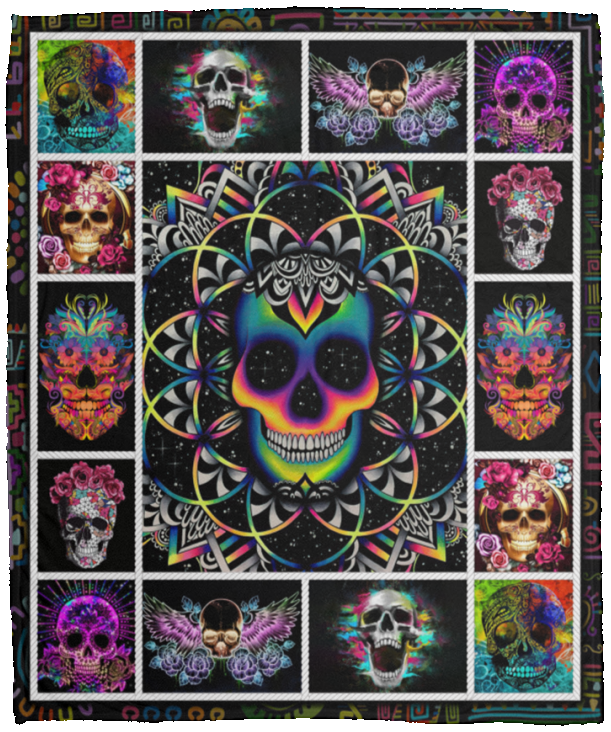 Skull Blanket, Sugar Skulls Quilt, Fleece, Sherpa Blanket VPM Cozy Plush Fleece Blanket - 50x60