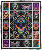 Skull Blanket, Sugar Skulls Quilt, Fleece, Sherpa Blanket VPM Cozy Plush Fleece Blanket - 50x60