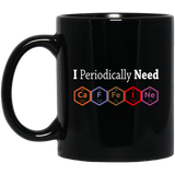 Jyotis - I Periodically Need Caffeine Silver Mug, Caffeine Molecule Mug, Nerd Mug, Gift For Science Teacher, Gift For Teacher, Funny Mug 11Oz Black