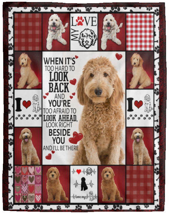 Goldendoodle Beside You Blanket, Goldendoodle Lover Fleece, Sherpa Blanket VPL Cozy Plush Fleece Blanket - 60x80