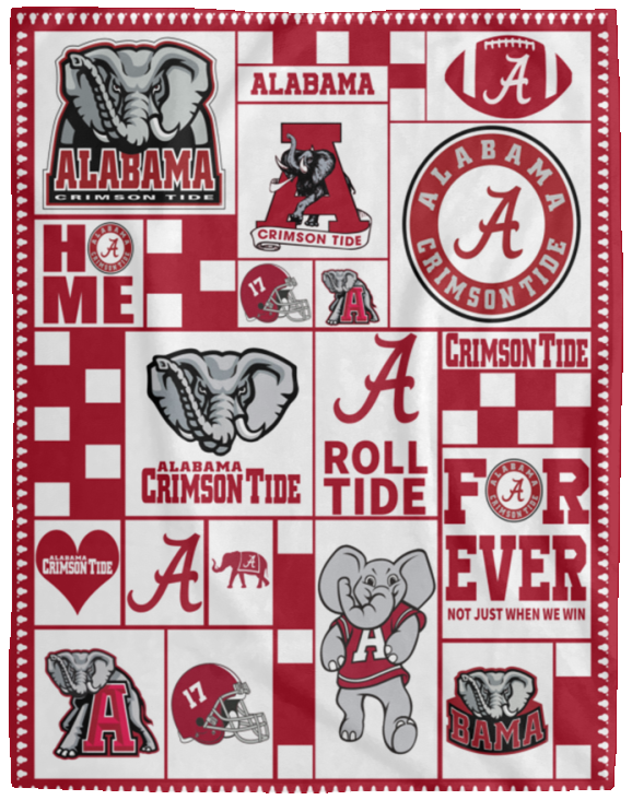 Alabama Crimson Tide Ver4 Blanket Fleece Sherpa Throw Blanket for Bedroom Sofa VPL Cozy Plush Fleece Blanket - 60x80