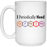 Jyotis - I Periodically Need Caffeine Silver Mug, Caffeine Molecule Mug, Nerd Mug, Gift For Science Teacher, Gift For Teacher, Funny Mug  15 oz. White Mug