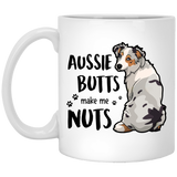 Australian Shepherd Mug Aussie Butts Make Me Nuts Funny Australian Shepherd Lover Gift Coffee Mug Tea Cup White 11Oz
