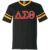 Delta 1913 Sigma Theta Paraphernalia T-Shirt Womens Delta Sigma Theta T-Shirt (360 Augusta V-Neck Sleeve Stripe Jersey)