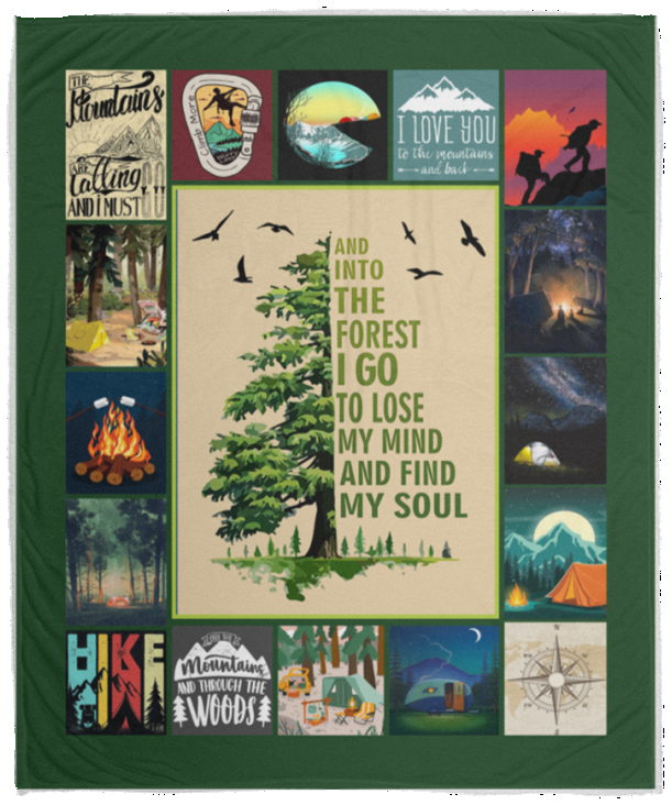 Milestone Blanket, Mountain Blanket - and Into The Forest I Go to Lose My Mind and Find My Soul Blanket - Cozy Plush Fleece Blanket - 50"x60"
