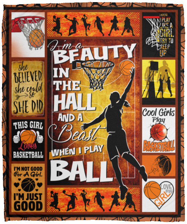 Girl Loves Basketball Blanket, Quilt, Fleece, Sherpa Blanket VPM Cozy Plush Fleece Blanket - 50x60