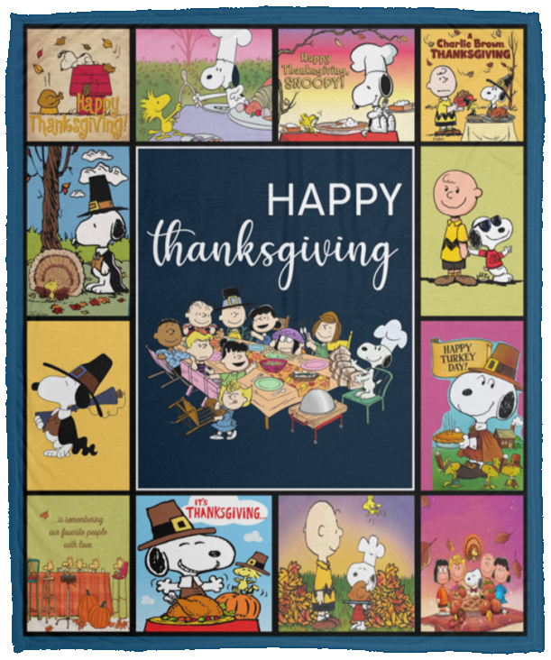 Snoopy Thanksgiving Blanket Snoopy Quilt Fleece Sherpa Throw Soft and Warm - VPM Cozy Plush Fleece Blanket - 50x60