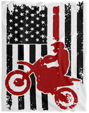 Motorbike Fleece Blanket - American Flag Dirt Bike Fleece Blanket - VPL Cozy Plush Fleece Blanket - 60x80