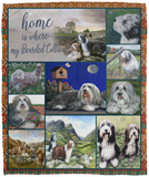 Bearded Collie Blanket Bearded Collie Love Quilt Fleece Sherpa Throw Blanket VPM Cozy Plush Fleece Blanket - 50x60