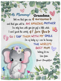 Elephant Throw Blanket - Hi Mommy Grandma Told Me That You Are Awesome Fleece VPS Cozy Plush Fleece Blanket - 30x40