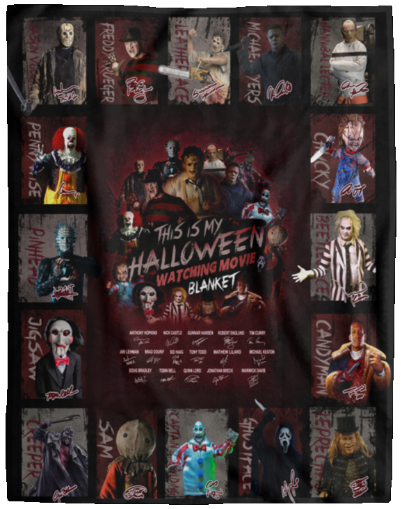 This is My Halloween Watching Movie Blanket Horror Characters Fleece Halloween VPL Cozy Plush Fleece Blanket - 60x80