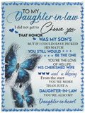 Butterfly To My Daughter In Law You're Also My Daughter In Heart Fleece Blanket VPS Cozy Plush Fleece Blanket - 30x40
