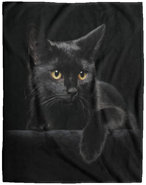 Halloween Black Cat Blanket Soft Fleece Sherpa Blankets Gifts, Black Cat - VPL Cozy Plush Fleece Blanket - 60x80