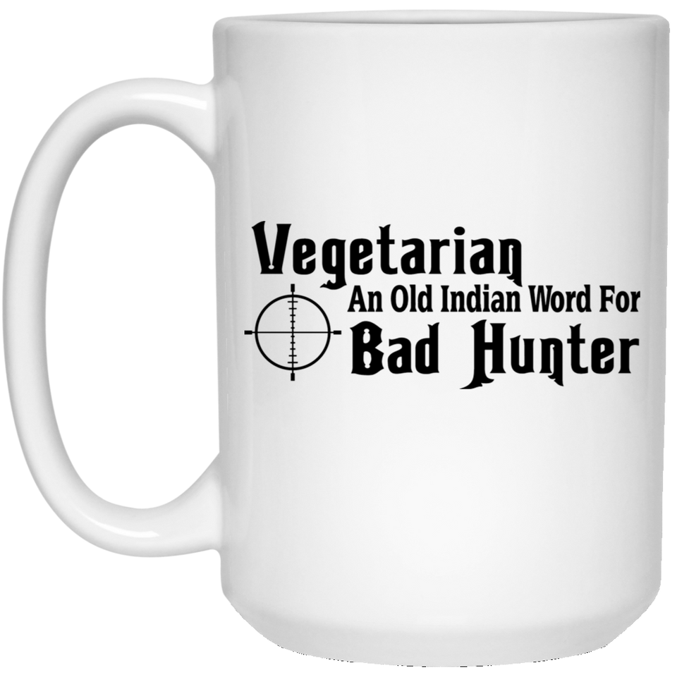 Jyotis - Vegetarian Old Indian Word for Bad Hunter Best Funny Coffee Mug Novelty Cup Joke Great Gag Gift Idea For Men Women Office Work Adult Humor 15Oz