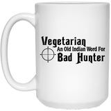 Jyotis - Vegetarian Old Indian Word for Bad Hunter Best Funny Coffee Mug Novelty Cup Joke Great Gag Gift Idea For Men Women Office Work Adult Humor 15Oz