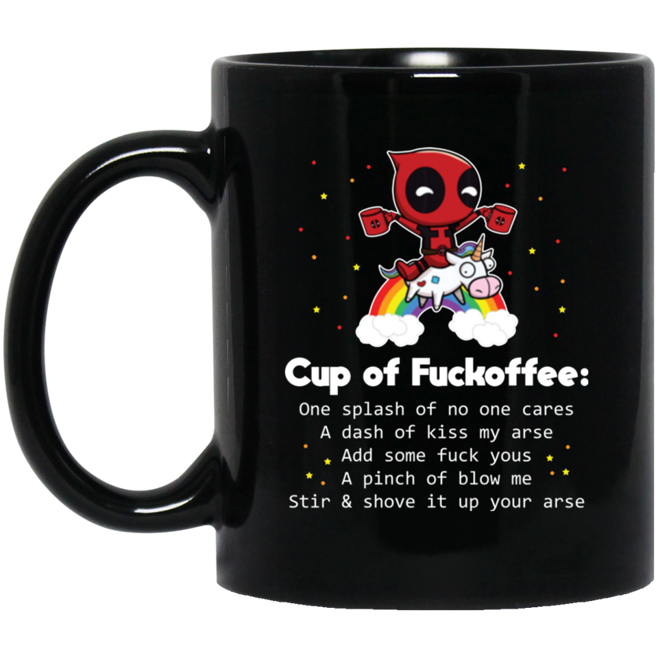 Deadpool & Unicorn Fckoffee Black 11OZ Mug Ceramic Coffee/Tea/Cocoa Mug Great Office & Home Coffee Mug Gift For Friend Son Daughter Birthday Souvenirs Perfect Gift