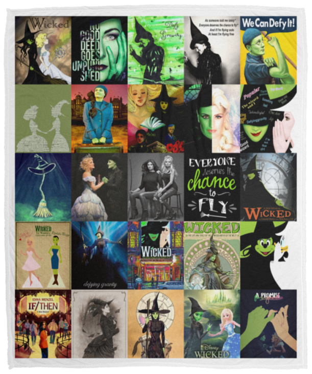 Wicked Blanket Wicked the Musical on Broadway Quilt Fleece Sherpa Throw Blanket - VPM Cozy Plush Fleece Blanket - 50x60
