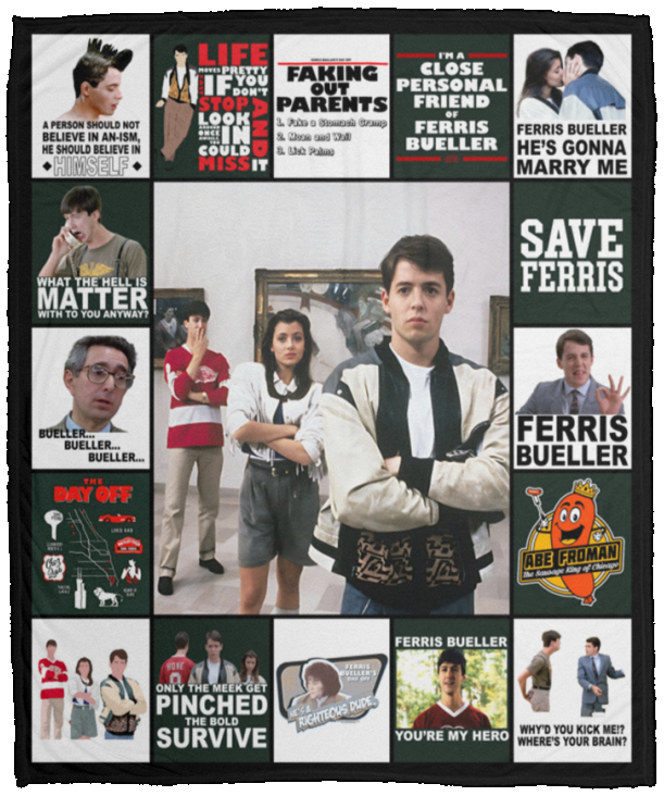 Ferris Bueller's Day Off Blanket, Movie Gift Idea Fleece, Sherpa Blanket VPM Cozy Plush Fleece Blanket - 50x60