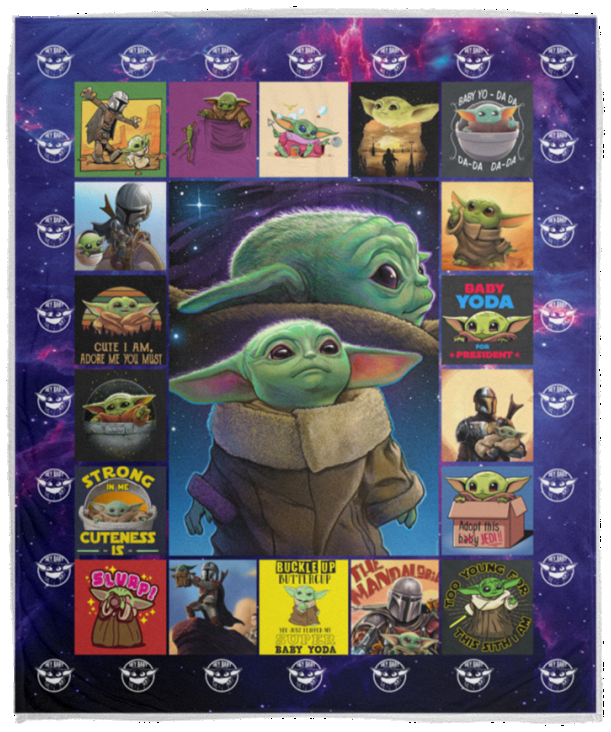Baby Yoda Blanket, Star Wars Blanket - Cozy Plush Fleece, Sherpa Blanket (White) Cozy Plush Fleece - 50"x60"