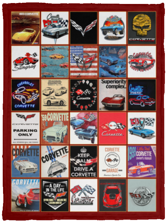 Corvette Quilt Fleece Sherpa Throw Blanket for Bedroom Living Room Sofa VPS Cozy Plush Fleece Blanket - 30x40