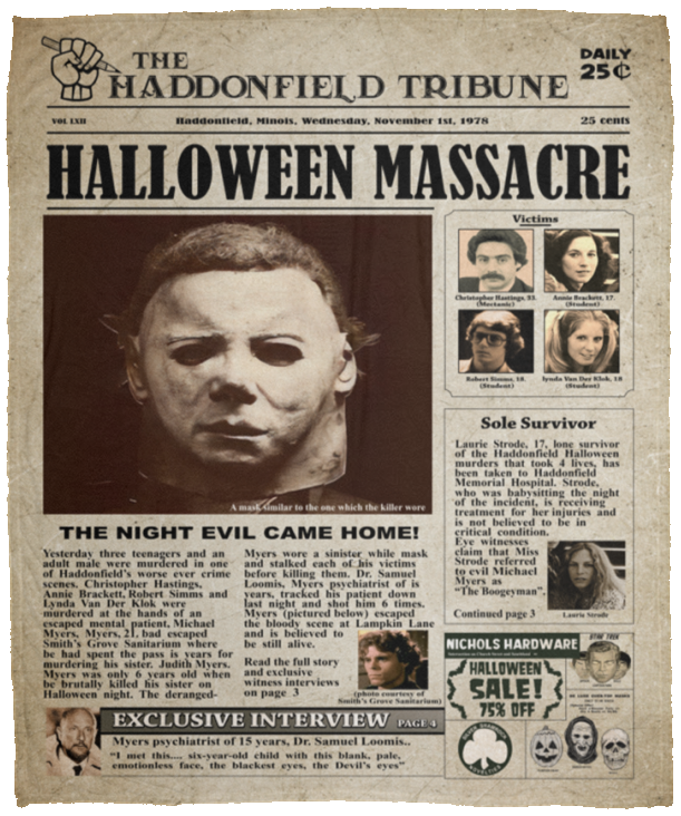 Newspaper M.ichael Myer Blanket, Horror Movie Fleece, Sherpa Blanket VPM Cozy Plush Fleece Blanket - 50x60