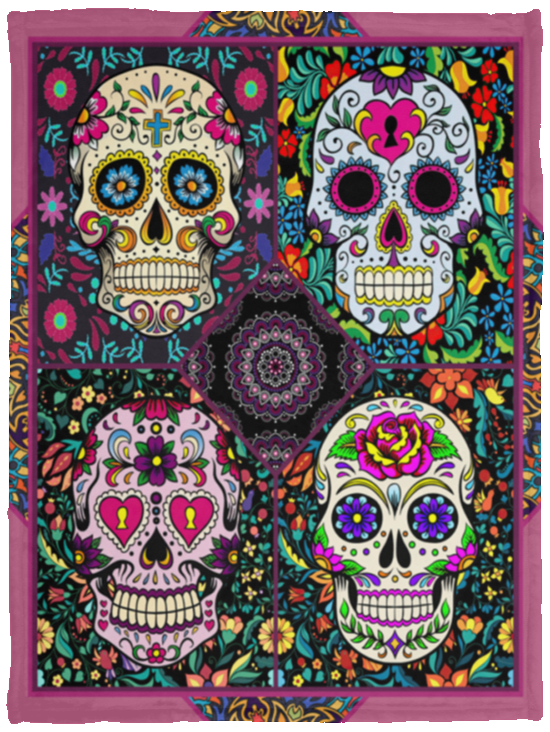 Sugar Skull - VPS Cozy Plush Fleece Blanket - 30x40