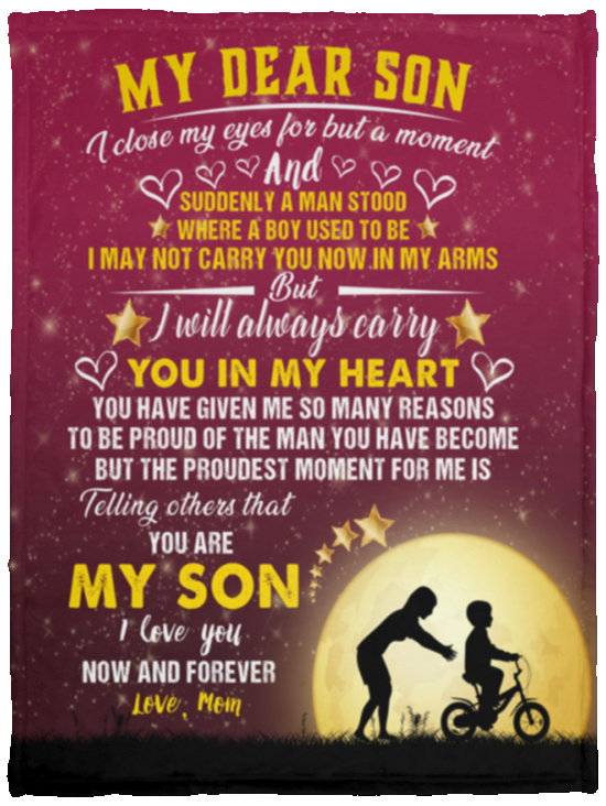 My Dear Son Blanket, To My Son Blanket, I Closed My Eyes for but a Moment (Mom) - VPS Cozy Plush Fleece Blanket - 30x40