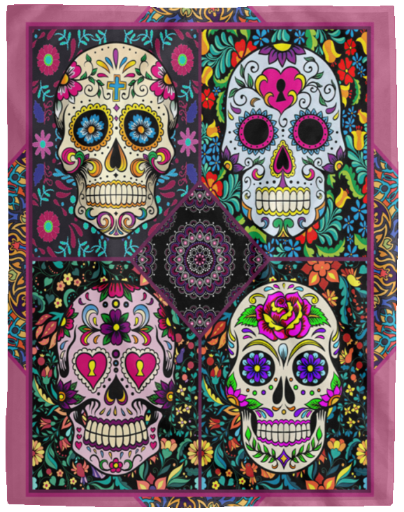 Christmas Blankets (Sugar Skull Blanket, Sugar Skull Quilt) - VPL Cozy Plush Fleece Blanket - 60x80