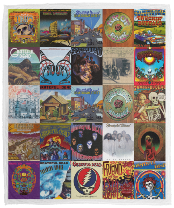 Grateful Dead Albums Quilt Blanket Fleece Sherpa Throw Blanket Quilt Blanket - VPM Cozy Plush Fleece Blanket - 50x60