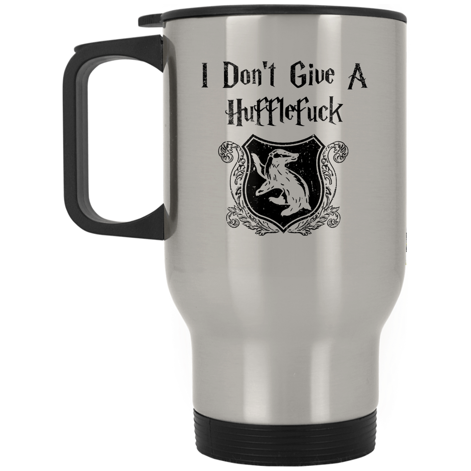 Jyotis - I Don't Give A Hufflefuck Travel Mug - Best Birthday Gifts For Dad - Unique Fathers Day Gift For Dad, Wife - Cool Present For a New Father or Husband Silver Stainless Travel Mug