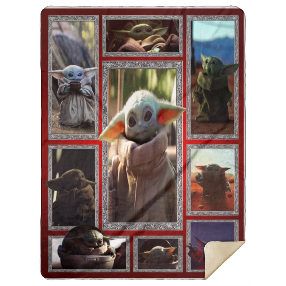Baby Yo-da Star-Wars Mandalorian Quilt - Funny Blanket - Valentines Gift Idea for Men Women - Birthday Gift (Premium Mink Sherpa Blanket 60x80)