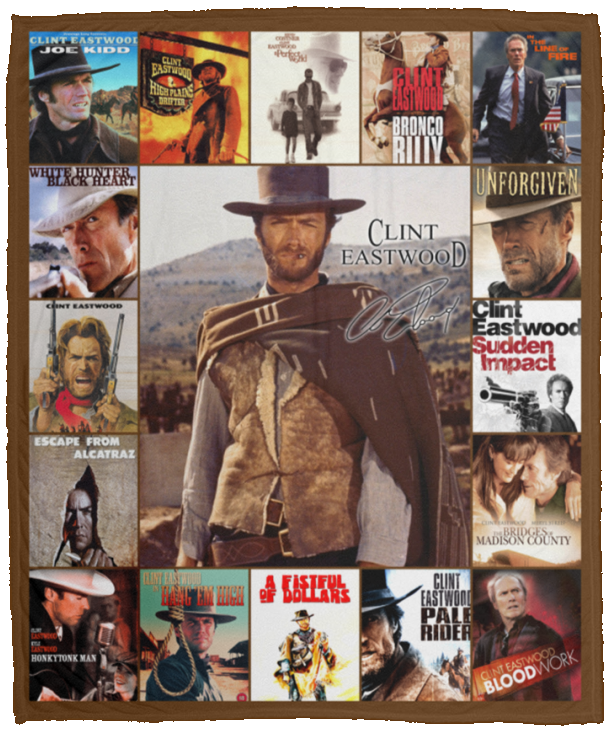 Clint Eastwood Blanket, Cowboy Movies Fleece, Sherpa Blanket VPM Cozy Plush Fleece Blanket - 50x60