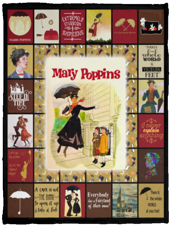 Mary Poppins Blanket, Mary Poppins Classic Movies Quilt, Fleece, Sherpa Blanket VPS Cozy Plush Fleece Blanket - 30x40