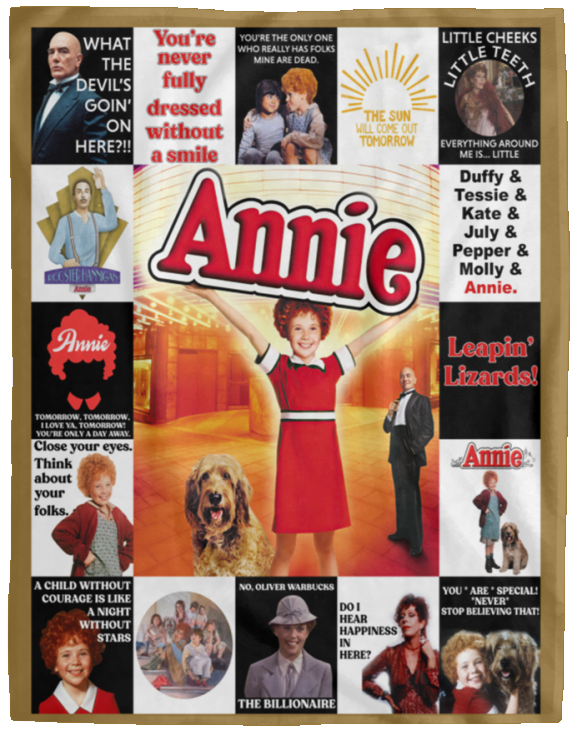 Annie Blanket, Annie 1982 Movie Quilt, Broadway Fleece, Sherpa Blanket - VPL Cozy Plush Fleece Blanket - 60x80