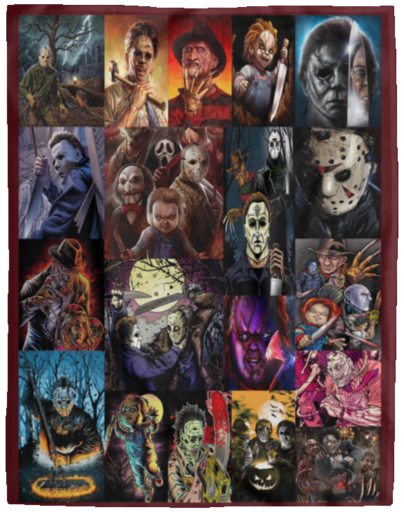 Best Horror Movies Characters Blanket, Horror Movie Fans Fleece, Sherpa Blanket VPL Cozy Plush Fleece Blanket - 60x80