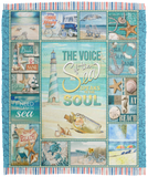 Coastal Blanket Beach The Voice of The Sea Speaks to The Soul Blanket, Fleece or Sherpa Blankets Mother's Day, Father's Day, Birthday Present Blankets, Gift Idea VPM Cozy Plush Fleece Blanket - 50x60