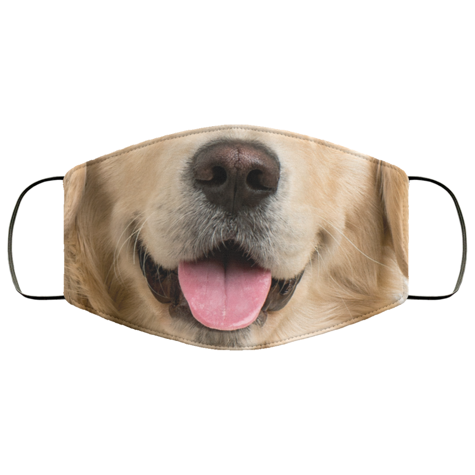 Funny 3D Golden Retriever Dog Mom Dad Reusable Washable Face Mask Women Men for Dust Protection