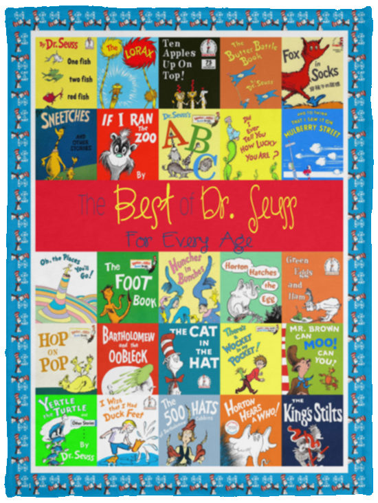 Dr Seuss Books Blanket, Dr Seuss Books Quilt, Fleece Sherpa Blankets for Mens Womens Birthday Mothers Day - VPS Cozy Plush Fleece Blanket - 30x40